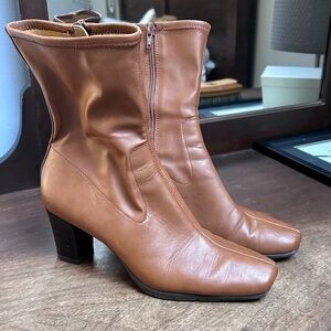 Aerosoles Cinnamon Womens Mid Calf Ankle Boots Dark Tan Size 9